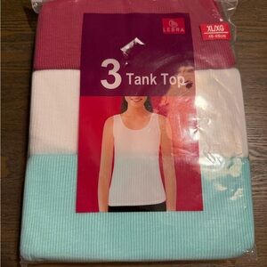 Women’s Lebra 3-Pack Tank Tops - Pink, White, Light Blue NWT